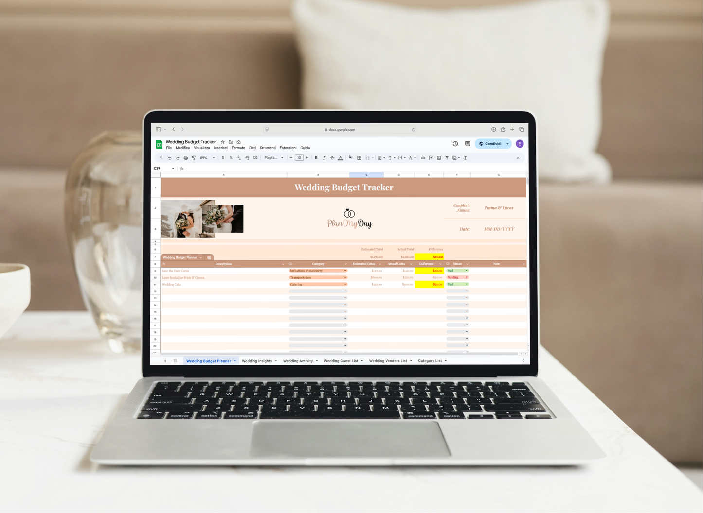 Wedding Budget Tracker